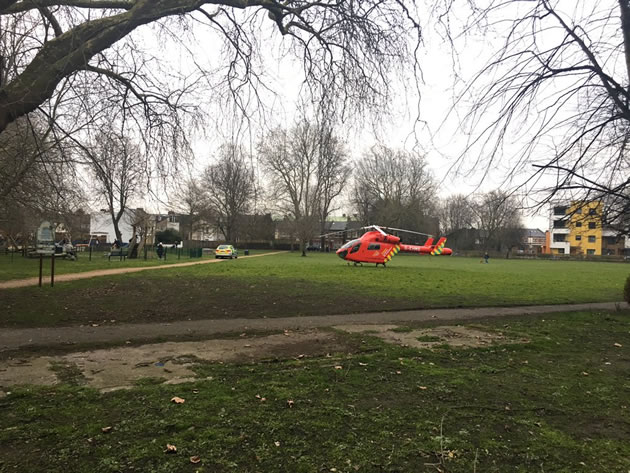 Air ambulance landed on South Acton Park