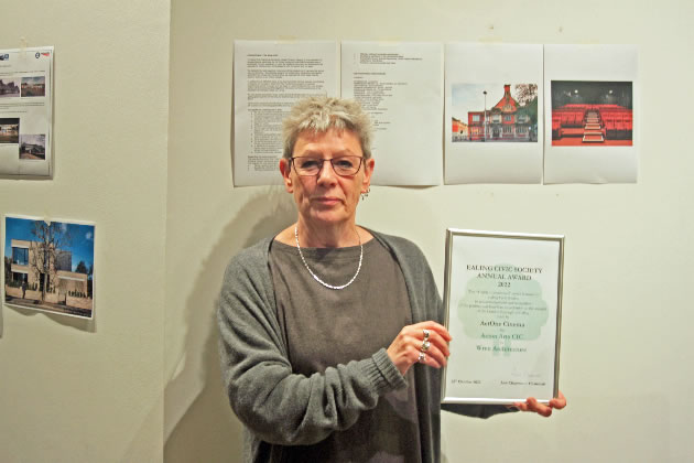 Amanda Mason with the &ldquo;highly commended&rdquo; certificate for the ActOne Cinema