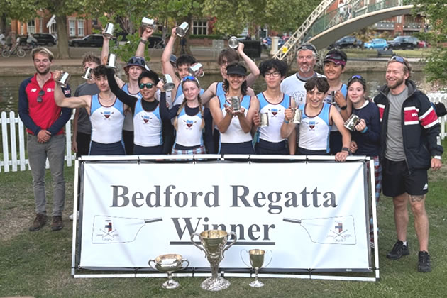 A winning crew at the recent Bedford Regatta 