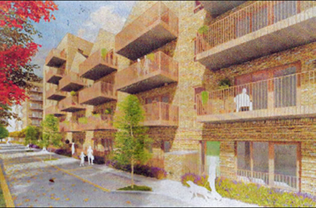 Artist&rsquo;s impression of one of the apartment buildings at Churchill House 