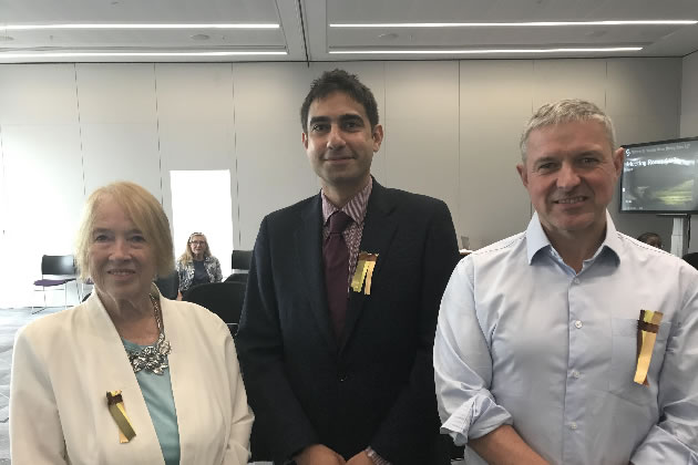 Cllr Salman Shaheen (centre) at the Inquiry