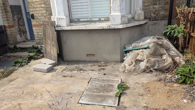 Rubble in front garden 