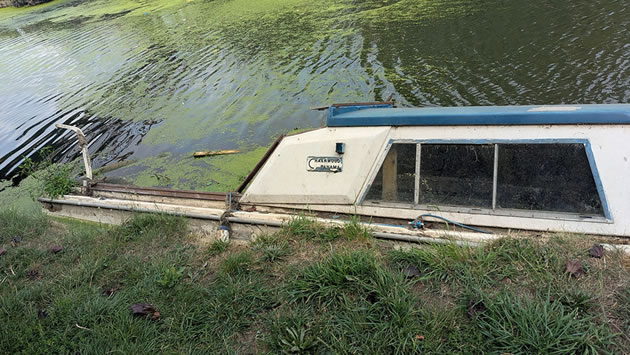 Sinking canal boat