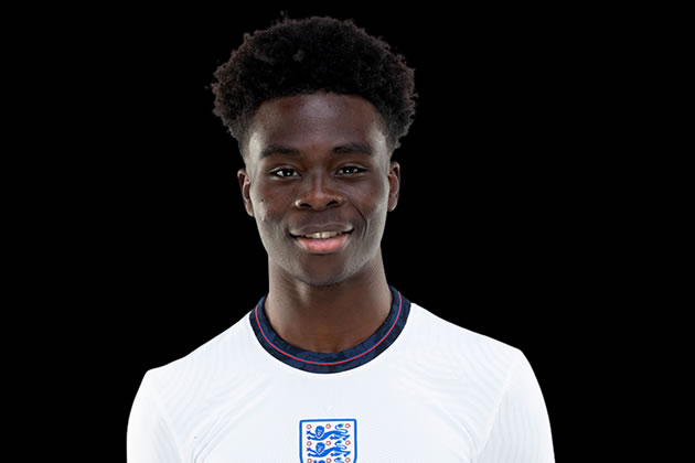 Bukayo Saka in his England kit. Picture: FA