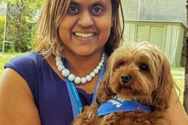 Acute medical consultant Dr Sajini Wijetilleka with Tiny Tilly 