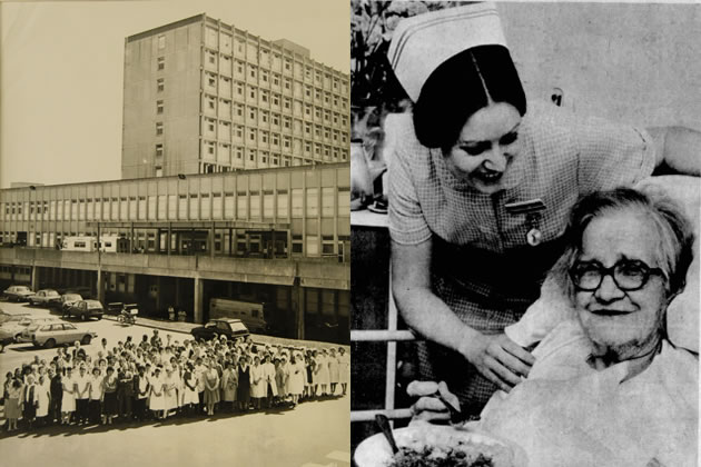 Ealing Hospital just after opening and its first patient Eva Cook