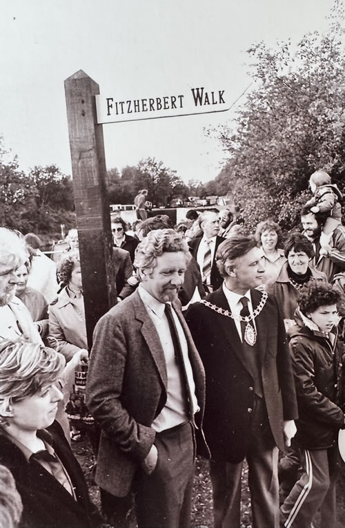 Luke FitzHerbert and Mayor of Ealing, Cllr Norman Pointing, at the opening of 'FitzHerbert Walk', named in honour of Luke, that runs alongside Ealing Hospital. (8 May 1983) Picture: BRP archive