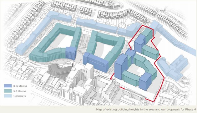 Plan of the Green Man Lane scheme with phase 4 outlined in red 