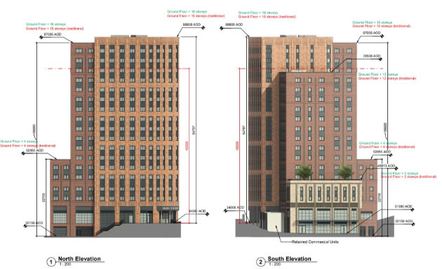 Designs for the building submitted with the application