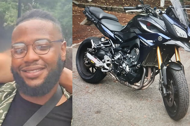 Left: Jordan Rodney. Right: The type of motorbike police wish to find. Picture: Met Police
