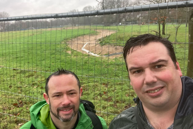 Cllr Malcolm visiting the Lammas Park site with resident Matthew Mellor