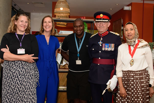Left to right: Polly Knewstub, Muriel Morgan Walckiers, Dele Ryder, Richard Kornicki, Deputy Mayor Fabduma Mohamed. Picture: Anne Valluy