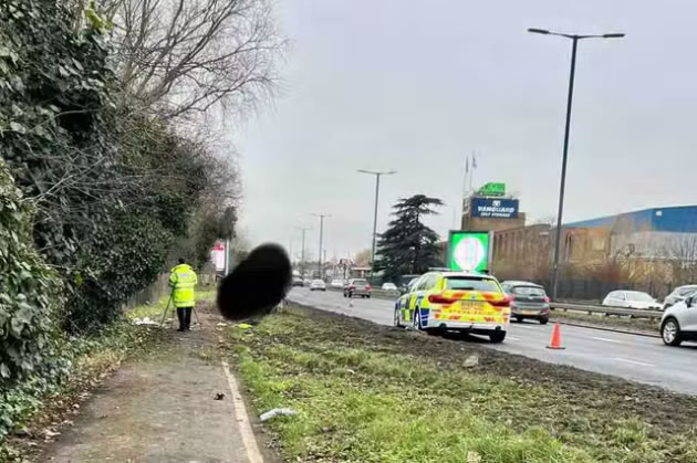 Police on the scene following the collision