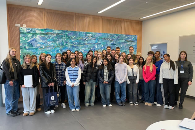 The Ukranian visitors with their sixth form hosts 