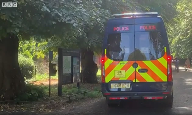 A police van in Chiswick House Gardens