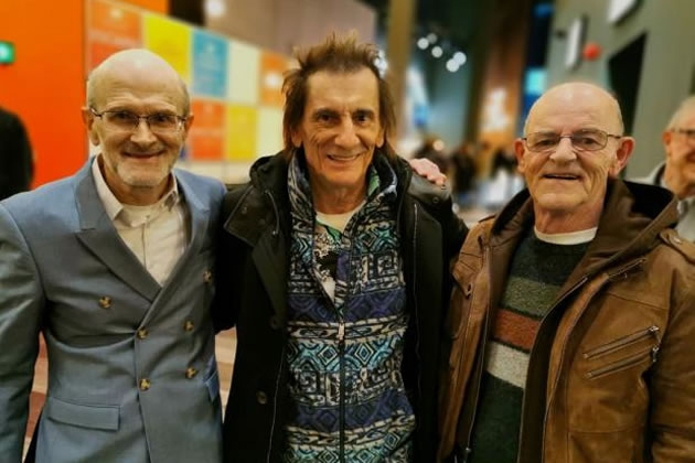John Wood (left) with Ronnie Wood (centre) and drummer Woody Woodmansey (right) Picture: David Stark