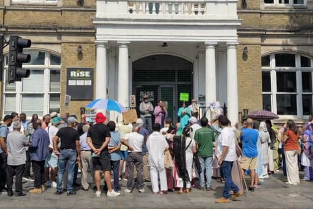 The former Town Hall building which now houses RISE has been the focus for demonstrations.