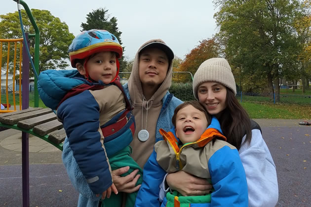 Wilson and Hannah with sons Link and Lance