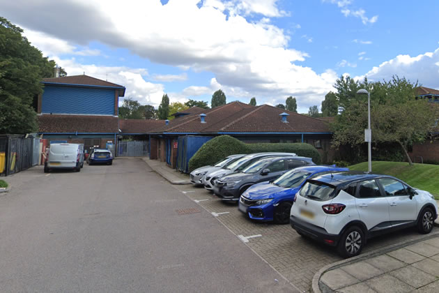 The delivery bay by the car park at Clayponds Hospital