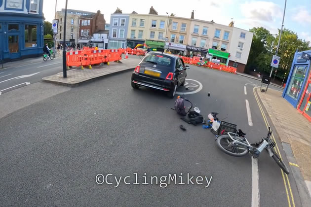 The car speeds off leaving debris in its wake