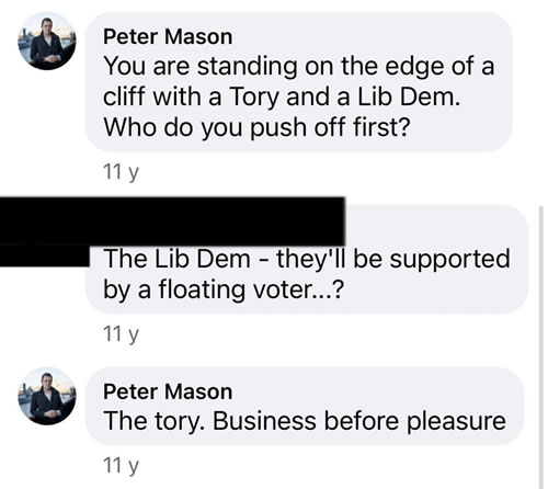 A joke posted on Facebook eleven years ago by Peter Mason 