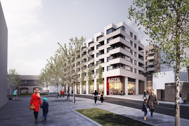 The new arts centre would have been on the ground floor of a block of flats. Picture: LGL