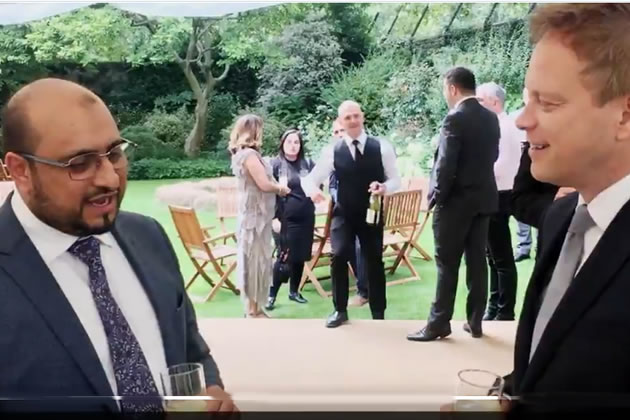 Hanif Khan talking to Grant Shapps in the garden at Number 10