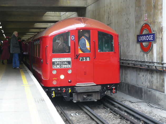 A Piccadilly heritage train destination Ealing Common