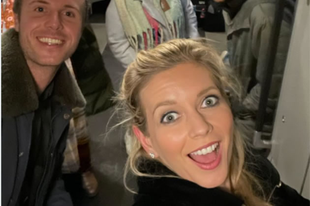 Rachel Riley posted a picture on social media of herself trapped on the train
