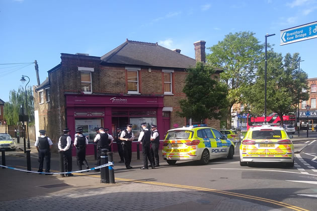 Police at the scene this Tuesday morning in South Ealing