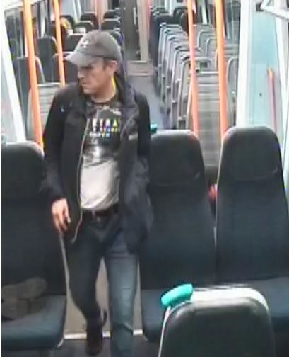 CCTV image of man police wish to speak to. Picture: British Transport Police